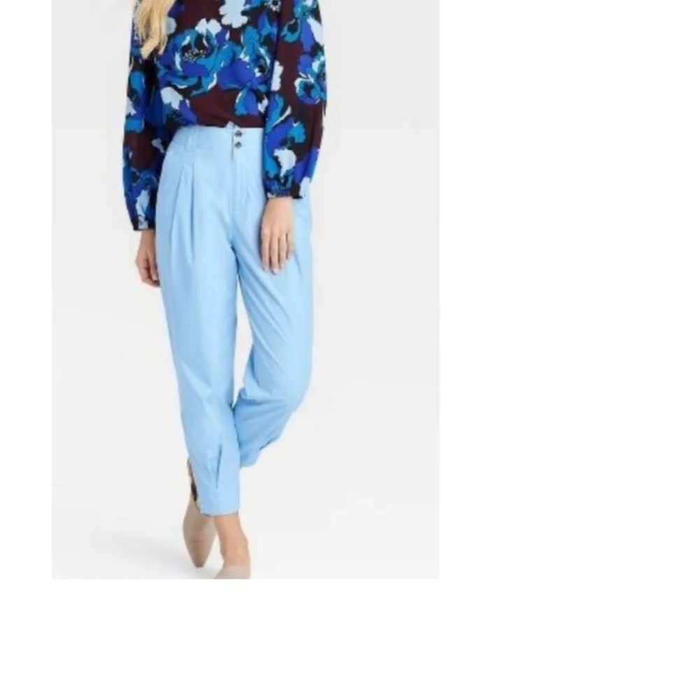 Who What Wear Mid Rise Ankle Tapered Trousers Light Blue Size 6